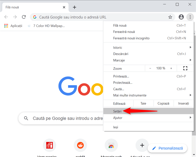 AcceseazÄƒ SetÄƒri pentru a bloca notificÄƒrile Chrome