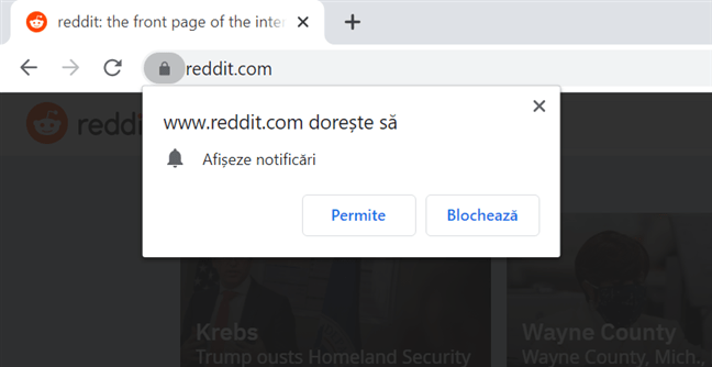 Permite sau blochează notificările de pe Reddit în Chrome