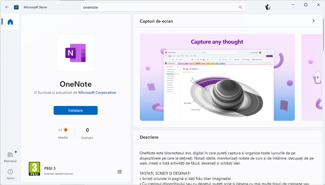 AplicaÈ›ia OneNote din Microsoft Store