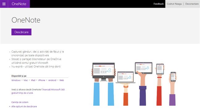 DescarcÄƒ direct OneNote pentru desktop Windows