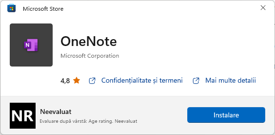 Accesează linkul direct ca să descarci OneNote pentru Windows 10