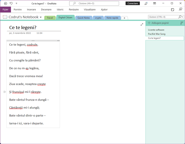 Redactarea unui text Ã®n OneNote pentru Windows