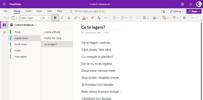 PoÈ›i folosi OneNote È™i Ã®ntr-un browser web