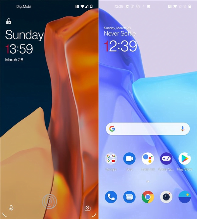 Ecranul de blocare Èi de pornire de pe OnePlus 9