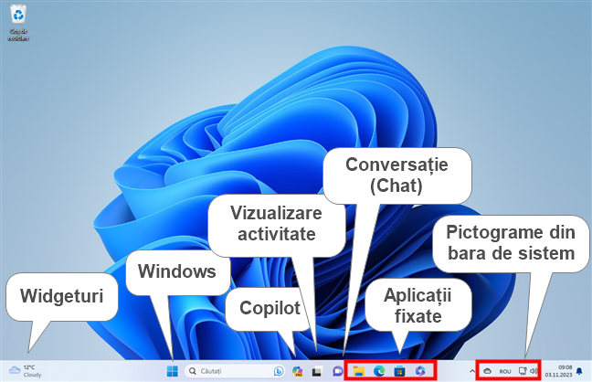 Pictogramele de pe bara de activitÄƒÈ›i din Windows 11