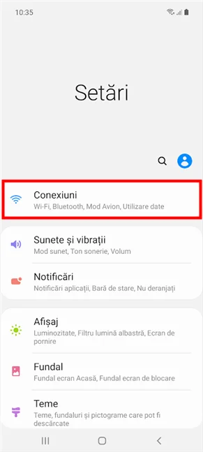 Deschide Conexiuni pentru a accesa Bluetooth pe smartphone-uri sau tablete Samsung