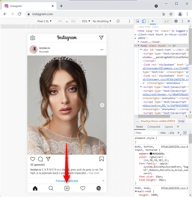 DÄ clic pe butonul + (Postare NouÄ) pe Instagram