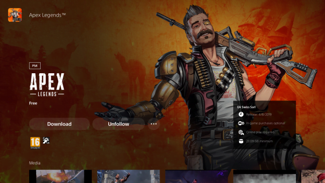 DescÄƒrcarea Apex Legends din PlayStation Store