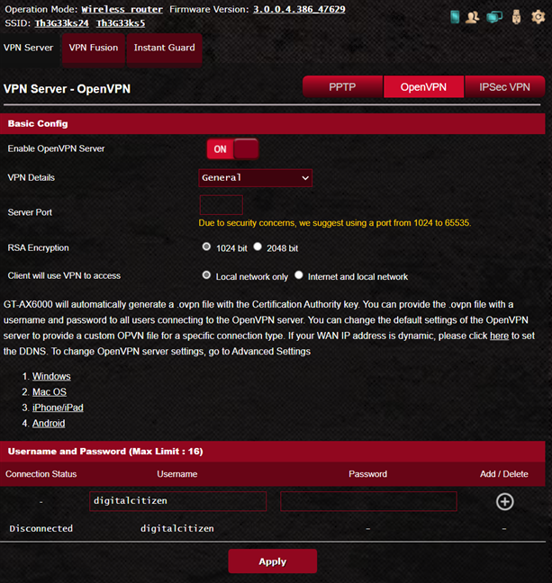 Caracteristicile VPN sunt importante pe ASUS ROG Rapture GT-AX6000