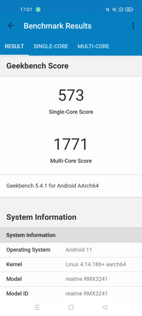 realme 8 5G - Scorurile din Geekbench