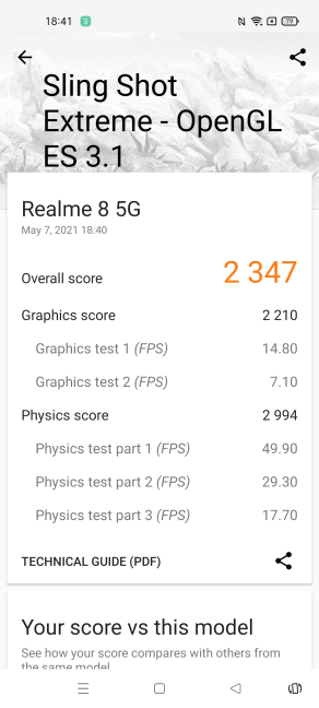 realme 8 5G - Scorul din 3DMark