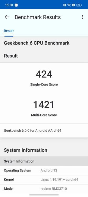 Rezultate în Geekbench 6