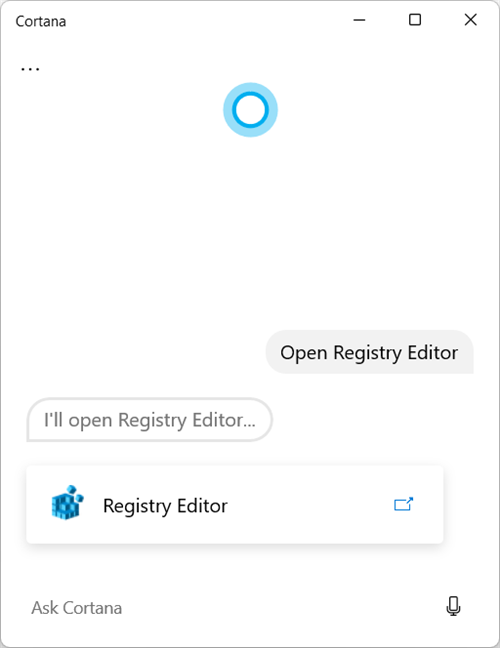 Cortana poate deschide Registry Editor pentru tine