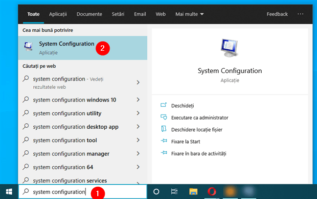 Deschide msconfig (System Configuration)