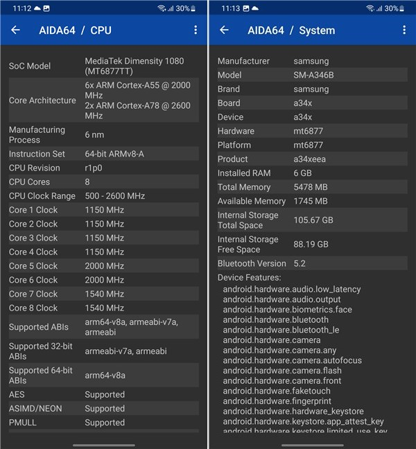 Telefonul foloseÈ™te un chipset MediaTek MT6877V Dimensity 1080 de la MediaTek