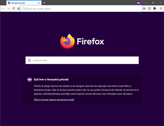 Firefox - Fereastră de Navigare privată