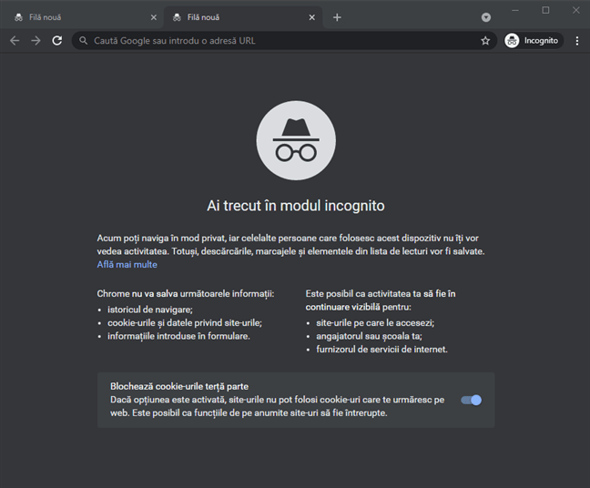 DouÄƒ file Incognito Ã®n Google Chrome