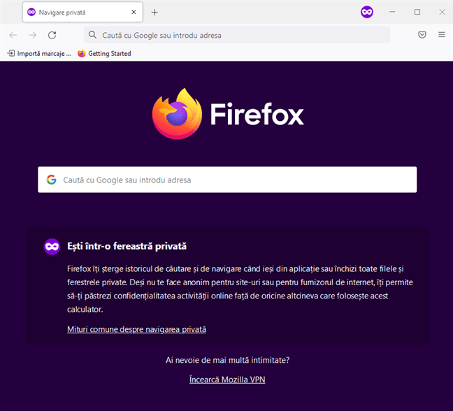 Navigarea PrivatÄƒ din Firefox