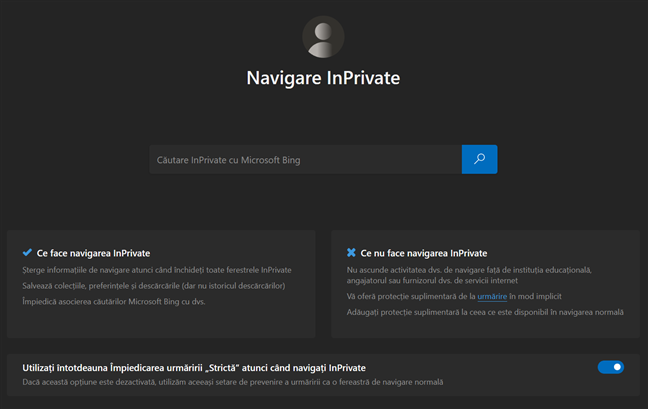 Navigare InPrivate Ã®n Microsoft Edge