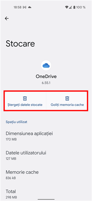 Ștergeți datele stocate și Goliți memoria cache pentru OneDrive