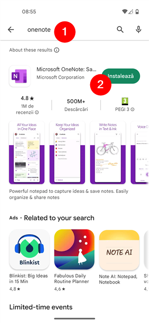 Instalarea aplicaÈ›iei Microsoft OneNote din Magazinul Play