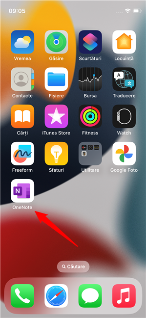 OneNote poate fi gÄƒsitÄƒ pe Ecranul de pornire al iPhone-ului tÄƒu