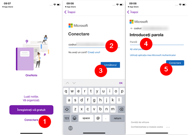 ConecteazÄƒ-te la OneNote folosind contul tÄƒu Microsoft