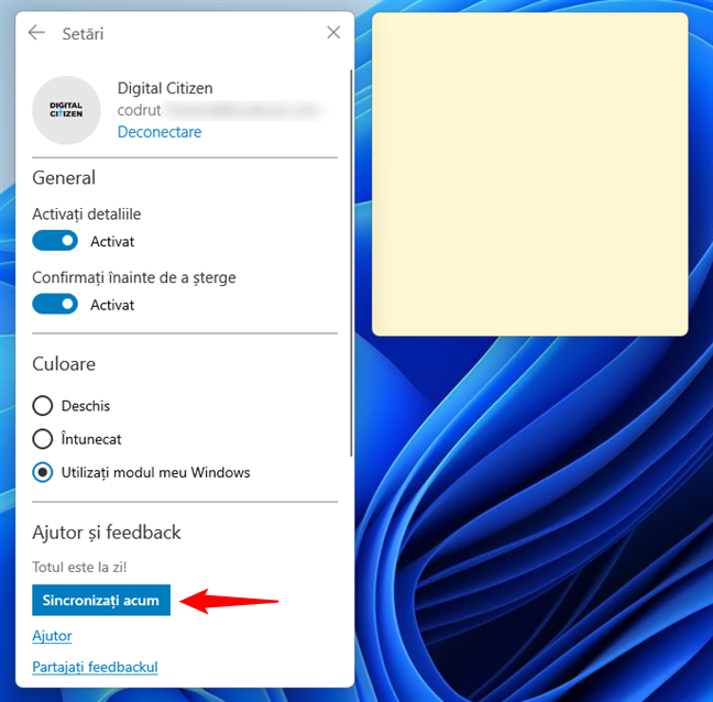 Cum sincronizezi manual aplicaÈ›ia Microsoft Note adezive Ã®n Windows 11