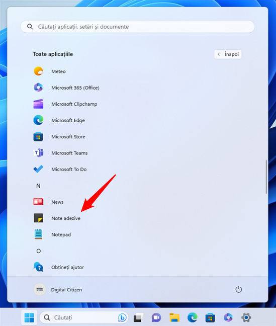 PorneÈ™te aplicaÈ›ia Microsoft Note adezive Ã®n Windows 11