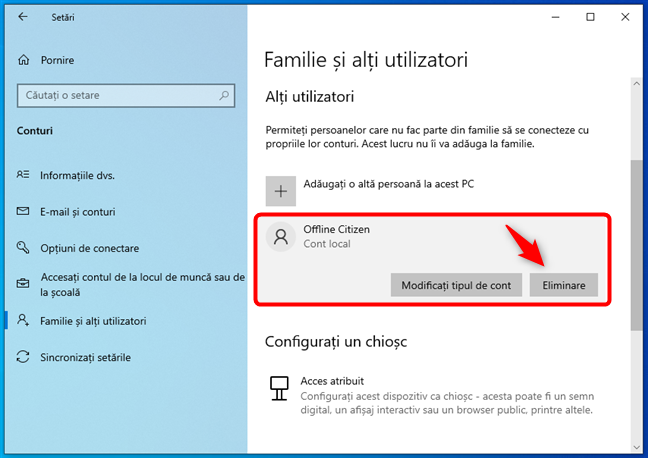 Cum elimini un cont din Windows 10 folosind aplicaÈ›ia SetÄƒri