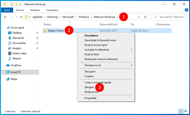 Cum elimini o locaÈ›ie din reÈ›ea È™tergÃ¢ndu-i scurtÄƒtura din Windows 10