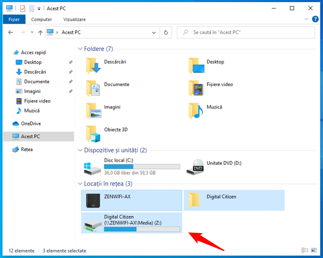 Unitățile de disc din rețea sunt afișate în File Explorer