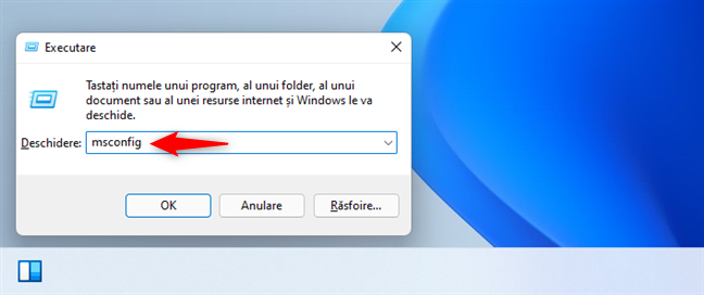 Deschide msconfig în Windows 11