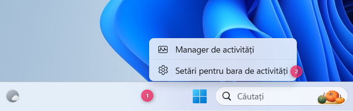 DÄƒ clic dreapta pe bara de activitÄƒÈ›i È™i alege SetÄƒri pentru bara de activitÄƒÈ›i