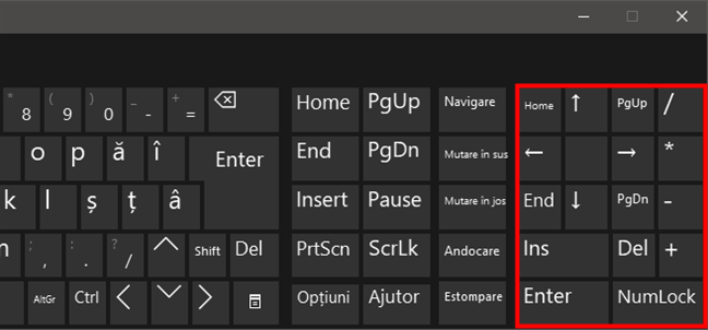 Butoane speciale pe tastatura virtualÄƒ din Windows 10
