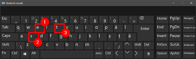 Tastarea pe tastatura virtualÄƒ din Windows 10