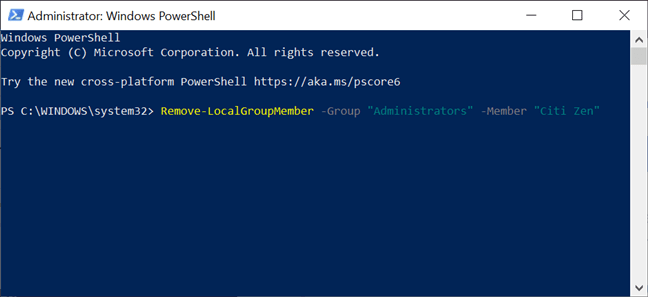 SchimbÄƒ un cont de Administrator Ã®napoi la Standard cu PowerShell