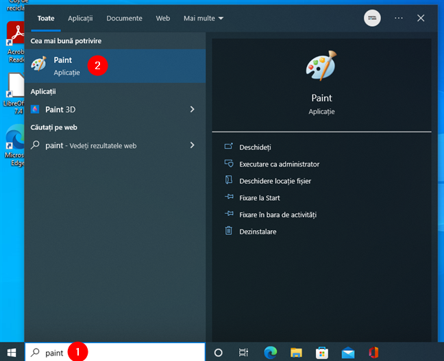CautÄƒ È™i deschide Paint Ã®n Windows 10