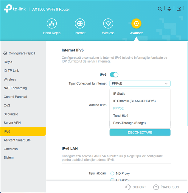 SeteazÄƒ tipul conexiunii la internet