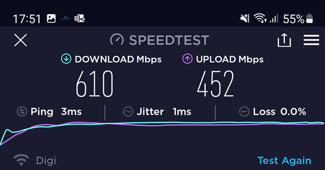 TP-Link Omada EAP225-Outdoor - SpeedTest pe 5 GHz