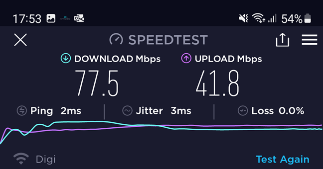 TP-Link Omada EAP225-Outdoor - SpeedTest pe 2.4 GHz