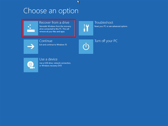 Recuperare Windows 10 de pe o unitate