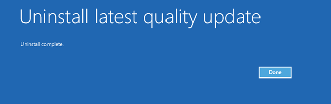 Ultima actualizare de calitate a fost dezinstalată din Windows 10