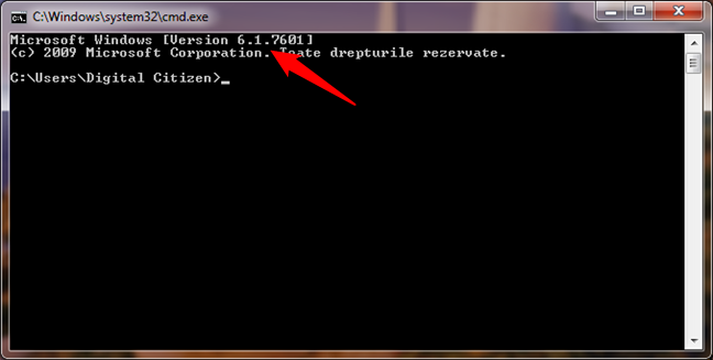 Windows 7 este afiÈ™at ca Version 6.1 Ã®n Linia de comandÄƒ