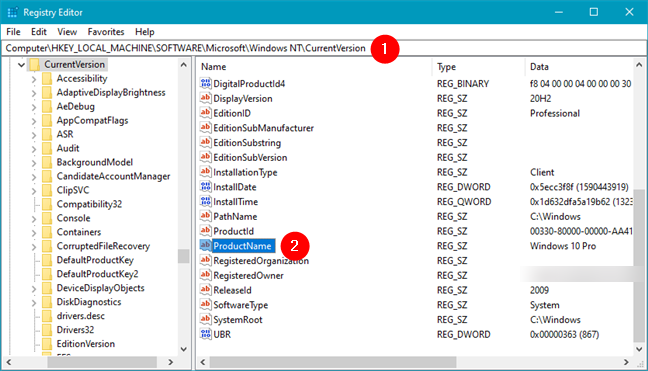 Cum afli ce Windows ai: ProductName în Registrul Windows