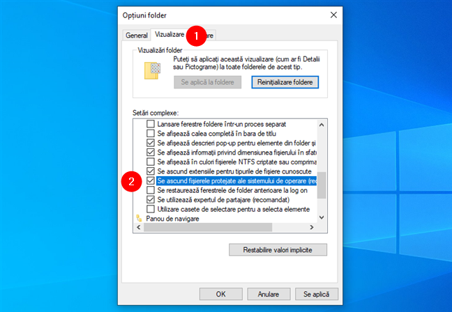 Cum vezi fiÈ™ierele protejate ale sistemului de operare Ã®n Windows 10