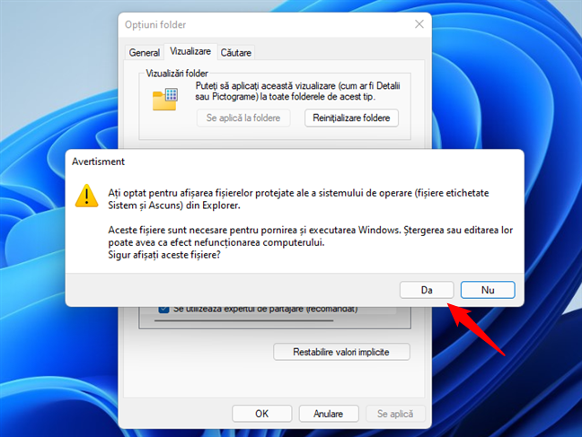 Windows 11 te avertizeazÄƒ cÄƒ vei putea vedea fiÈ™ierele de sistem protejate