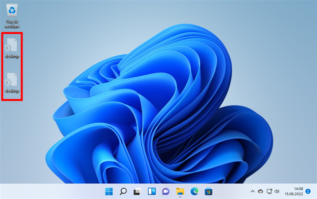 Două fișiere desktop.ini pe desktopul din Windows 11