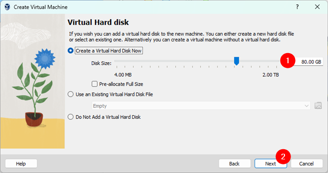 Creează o unitate de disc virtual pentru mașina virtuală