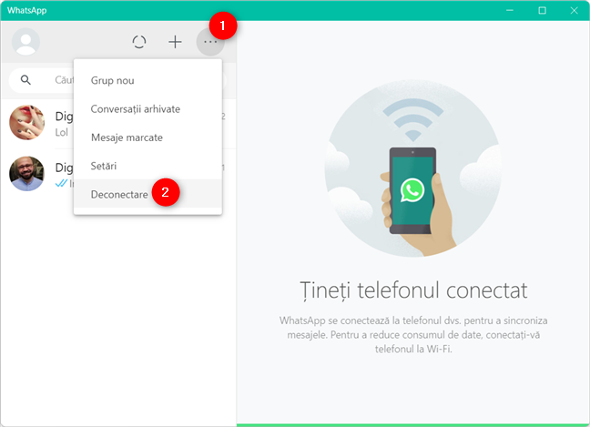 Cum te deconectezi din WhatsApp Desktop
